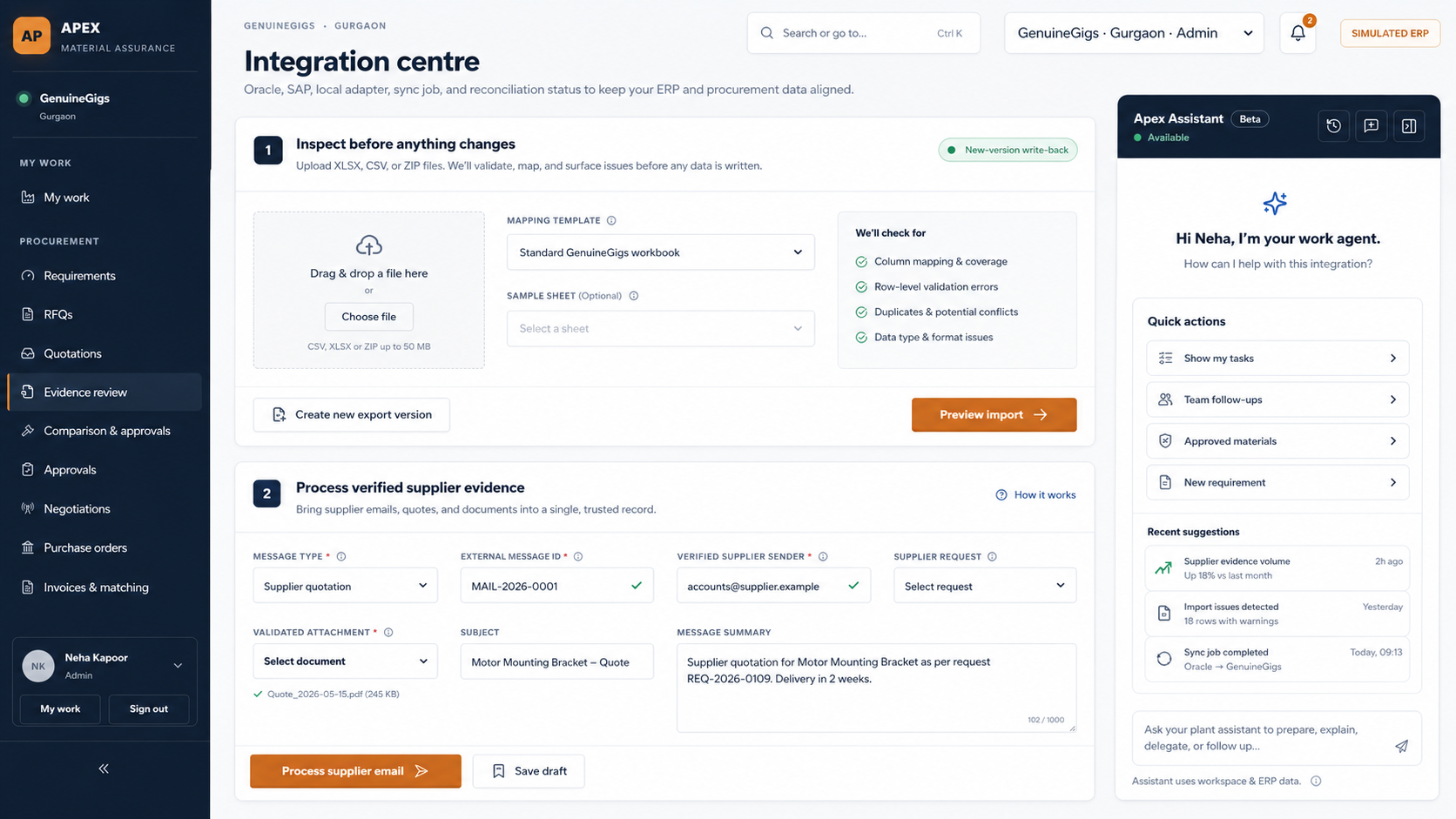 ERP integration centre in GenuineGigs